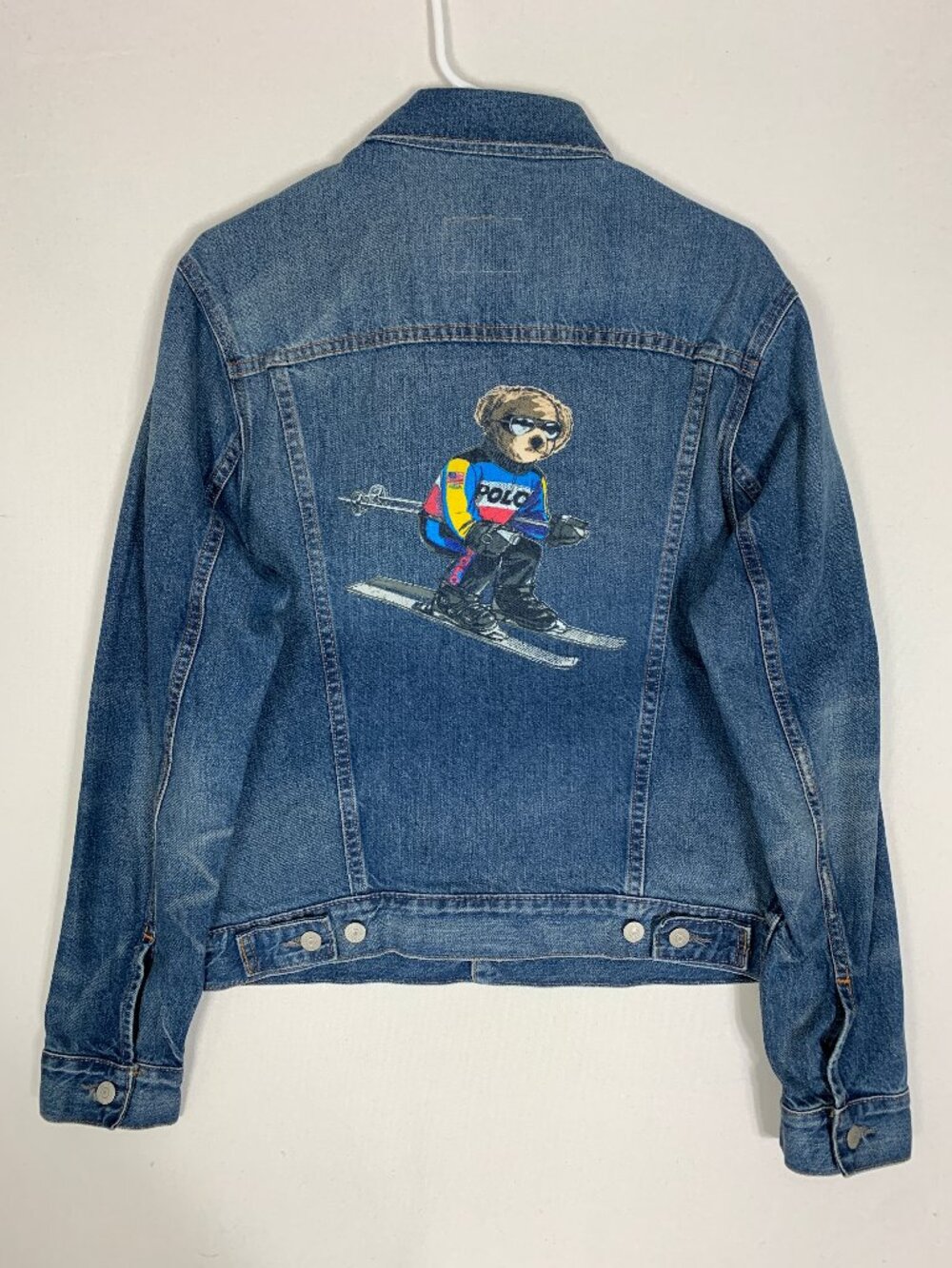 Polo Ralph Lauren Alpine Racing Ski Bear Denim Jacket Men's Medium NWT